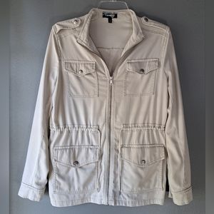 EXPRESS Cream Zip Front Jacket, Size Extra Small